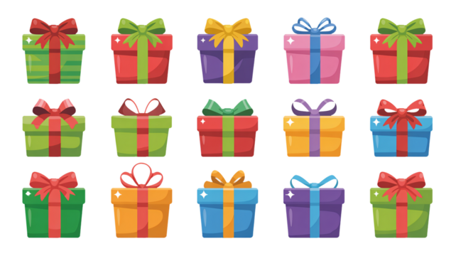 Vibrant colorful presents with bows for holiday joy and celebrations