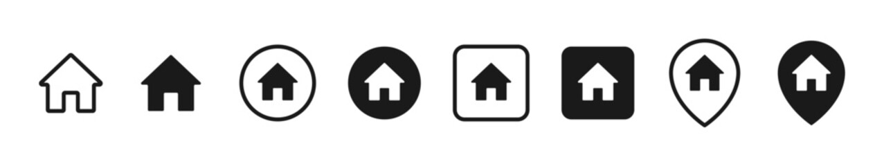 House icon. Simple home symbol for real estate and property apps. Minimal residence vector for UI buttons and navigation tools. Clean location pin sign in modern interface concept pictogram.
