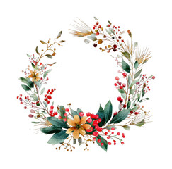 Naklejka premium PNG Elegant watercolor floral wreath