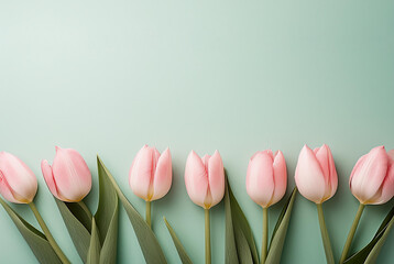 Tulip flowers. Bouquet of spring flowers. Flowers arranged on the background. For Mother's Day.