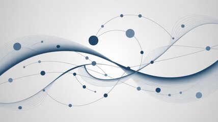 Abstract network of connecting dots and lines forming a flowing wave pattern on a light background.