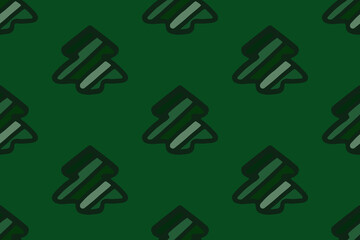 Vector seamless pattern with striped Christmas trees on a dark green background. Festive Christmas design for textiles, packaging, invitations, and greeting cards. Основные RGB