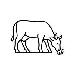 cow grazing vector line icon on a white background
Vector line icon on a white background