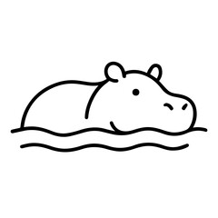Hippopotamus in water vector line icon on a white background
Vector line icon on a white background