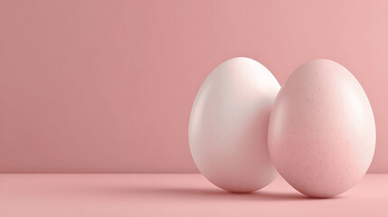 Fototapeta premium Minimalist Easter eggs on a pastel pink background for holiday design