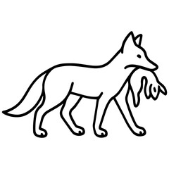 fox holding prey vector line icon on a white background
Vector line icon on a white background