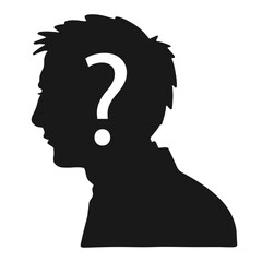 Question Mark in Head Silhouette. Question Mark Silhouette. Thinking and Curiosity Concept Vector.