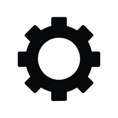 Black Gear Icon with White Center on White Background vector illustration