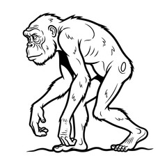 Obraz premium Stylized illustration of a walking hominid in black and white 