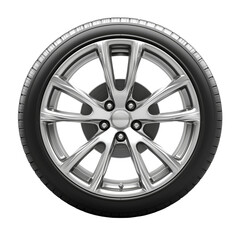 Obraz premium Stylish Silver Alloy Wheel With Black Tire for Modern Vehicles and Upgrades