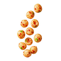 Crunchy Savory Snack Balls with Red Pepper Flakes and Green Herbs