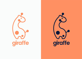 Minimalist Line Art Giraffe Character Logo