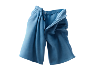 PNG of Stylish blue shorts, made from lightweight fabric, showcasing a relaxed fit for summer fashion.