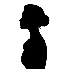 Black & white vector silhouette of minimalist female portrait outline on white background