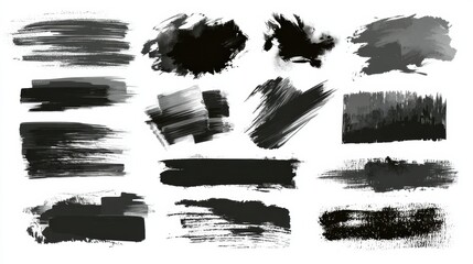 Grunge Black Sketch Templates With Rough Paint Brush Textures for Bold Artistic Designs and Creative Projects