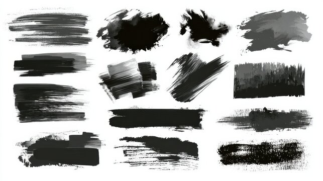 Grunge Black Sketch Templates With Rough Paint Brush Textures for Bold Artistic Designs and Creative Projects