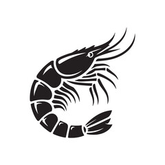 shrimp minimal flat icon black color and white background