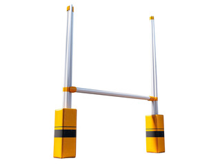 PNG of A bright yellow set of rugby goalposts, showing sturdy construction and attention to detail.