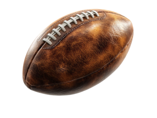 PNG of A classic brown leather rugby ball with visible stitching, symbolizing teamwork and athleticism.