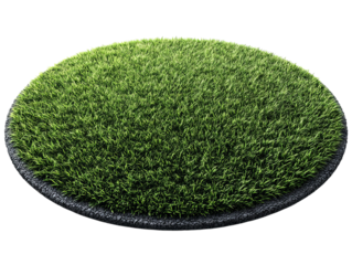 PNG of Lush green artificial grass mat with a round, textured border, perfect for outdoor decorations or landscaping.