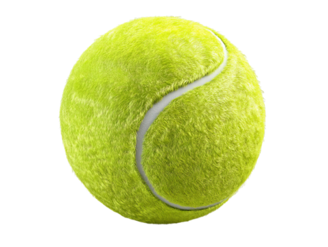 PNG of A vibrant green tennis ball with a textured surface, showcasing its unique fuzzy appearance.