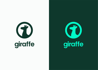 Minimalist Line Art Giraffe Character Logo