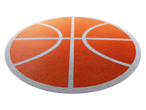 PNG of A vibrant orange basketball on a textured surface, highlighting its intricate details and lively colors.