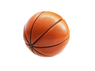 PNG of A vibrant orange basketball with textured surface, captured against a transparent background, highlighting its details.