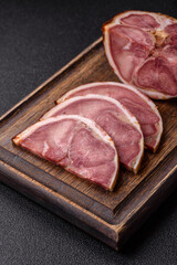 A meat roll made from pork or beef tongue slices with spices. Tongue roll