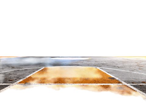 PNG of A vibrant, abstract view of a basketball court showcasing yellow and orange hues.