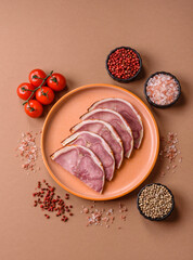 A meat roll made from pork or beef tongue slices with spices. Tongue roll