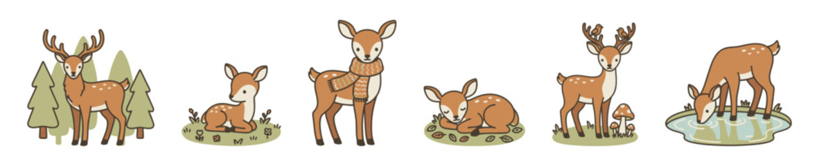 Cute cartoon baby deer