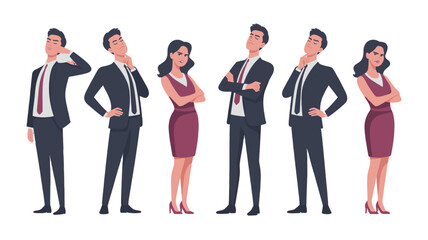 Obraz premium Business professional posing confidently in various positions.