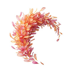 Curving Sprig of Delicate Petals in Peach and Orange Hues with Subtle Glow