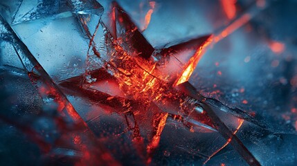 Cracked red and blue ice texture