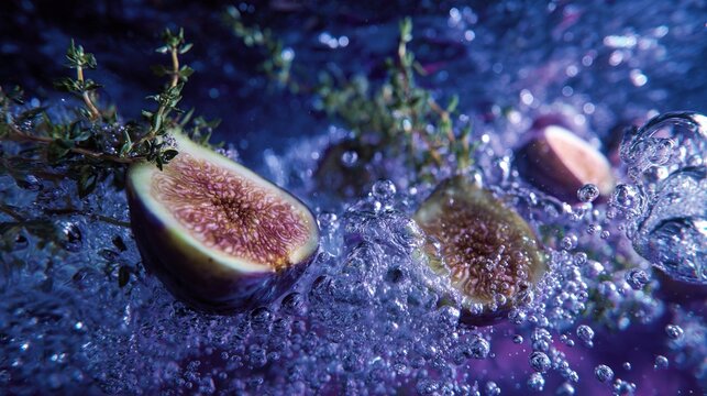 Fresh figs splashing in water