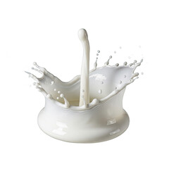 Dairy Liquid Splash Crown Formed In Mid Air Over White Background