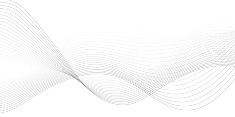 Abstract gray wave dynamic curve lines on transparent background with flowing  particles.	
