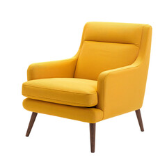 Fototapeta premium Stylish Yellow Armchair With Mid-Century Modern Design Suitable for Home Decor