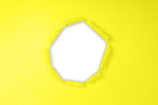Yellow Torn Paper Hole with Transparent Background