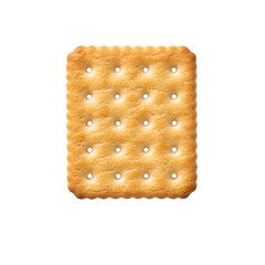 Golden Baked Square Cracker With Serrated Edges and Small Holes on a Warm