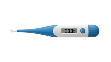 Digital fever thermometer displays high temperature for health concept