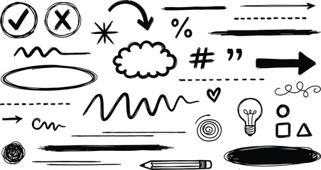 Fototapeta premium Hand drawn doodle elements vector set for design