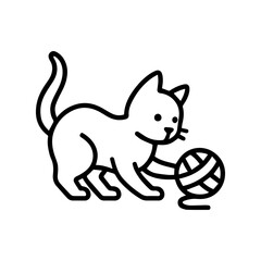 A cat playing with a ball vector line icon on a white background
Vector line icon on a white background