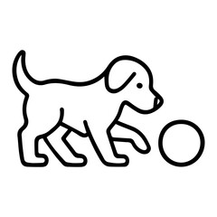 Dog playing with a ball vector line icon on a white background
Vector line icon on a white background