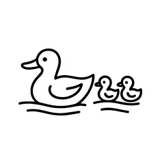 duck with ducklings vector line icon on a white background
Vector line icon on a white background