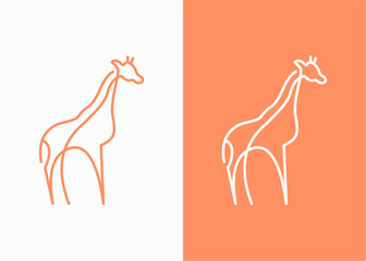 Minimalist Line Art Giraffe Character Logo