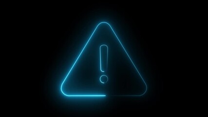 Neon line Risk caution message icon animation. Danger error icon. Warning Sign Background 4K Looping Animation.on a black backgraund.