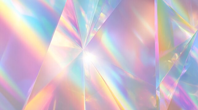 Abstract holographic rainbow light reflections on prism surface