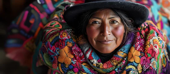 Colorful Traditional Andean Portrait of Indigenous Woman © aboutfoto